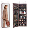 VEVOR Mirror Jewelry Cabinet 42.52in Lockable Wall or Door Mounted Armoire Brown