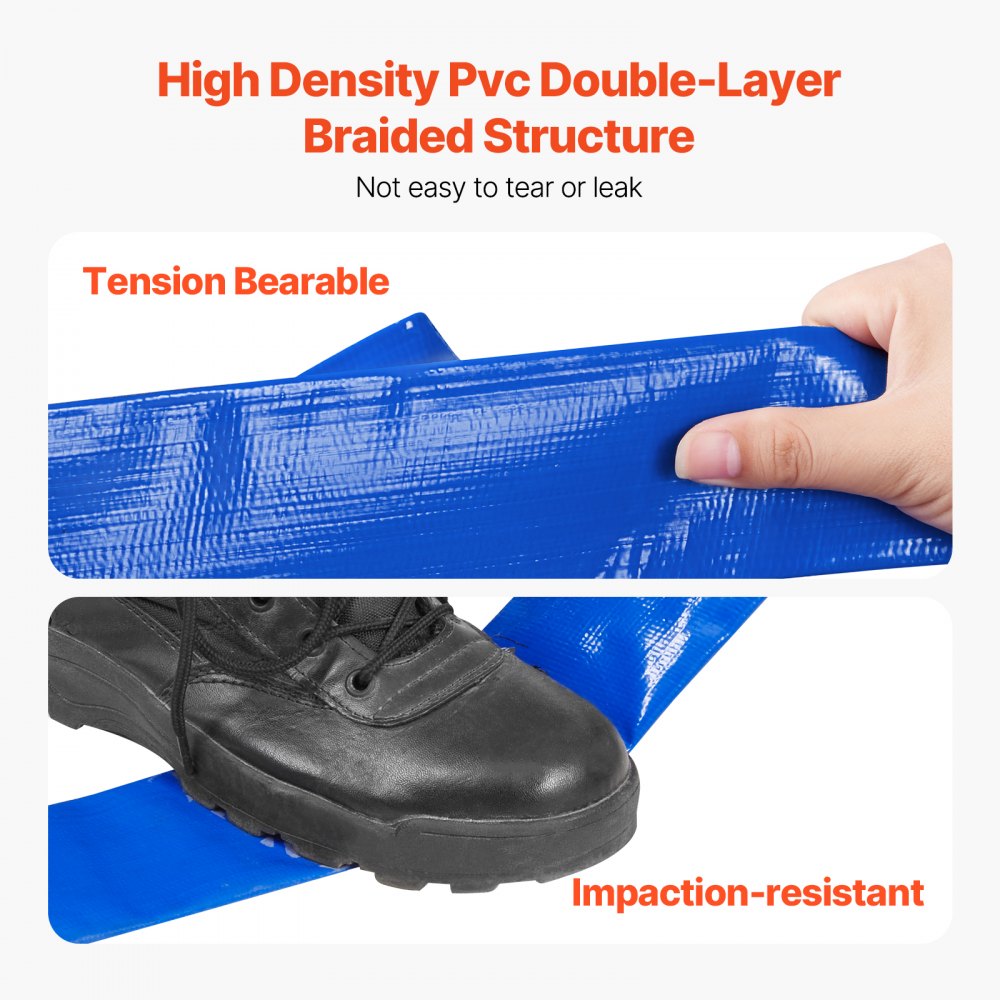 Backwash Hose 1.5 in x 50 ft Blue High Quality Hose Complete Fittings 