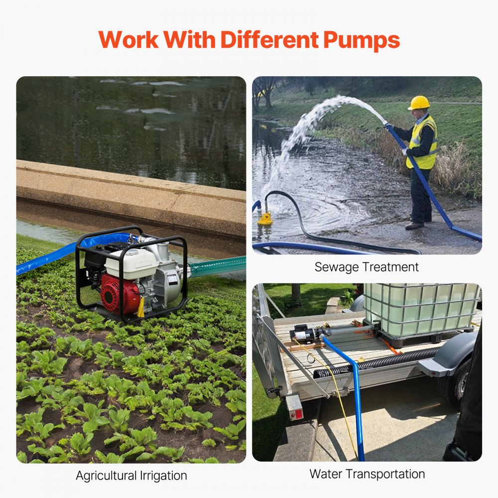 Backwash Hose 1.5 in x 50 ft Blue High Quality Hose Complete Fittings 