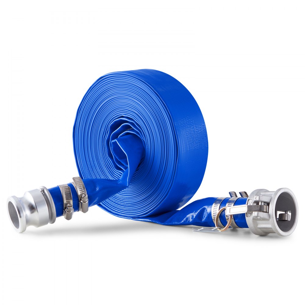 Backwash Hose 1.5 in x 50 ft Blue High Quality Hose Complete Fittings 