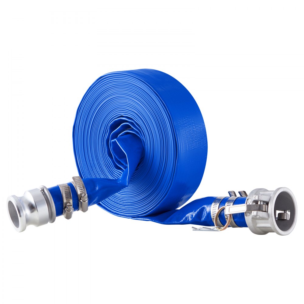 Backwash Hose 1.5 in x 50 ft Blue High Quality Hose Complete Fittings 