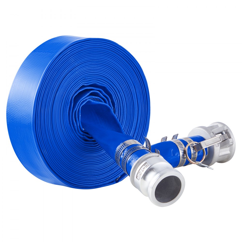 Backwash Hose 1.5 in x 50 ft Blue High Quality Hose Complete Fittings 