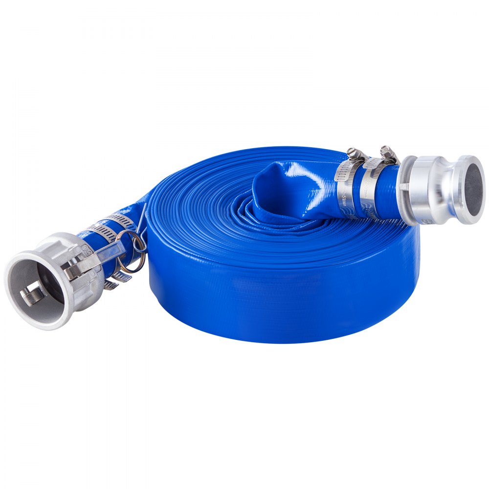 Backwash Hose 1.5 in x 50 ft Blue High Quality Hose Complete Fittings 