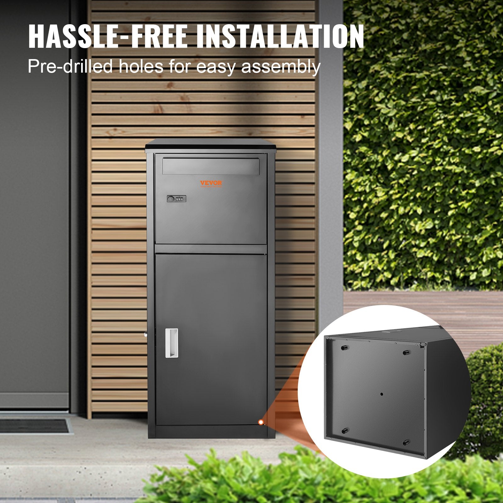 VEVOR Package Delivery Boxes for Outside 16.2"x15.8"x44", Galvanized Steel Delivery Box for Packages With Coded Lock, Removable Anti-theft Baffle, IPX3 Waterproof Package Drop Box for Outside, Porch 