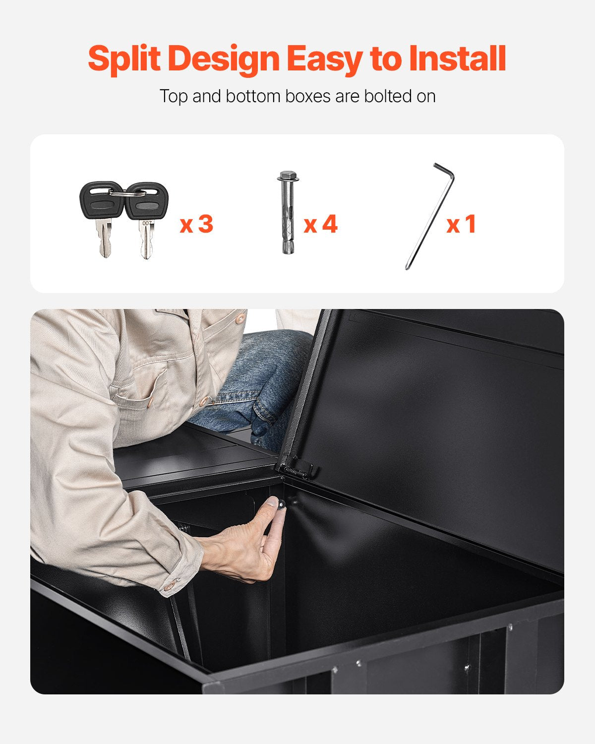 VEVOR Package Delivery Boxes for Outside 38.6 in Lockable Parcel Drop Box 