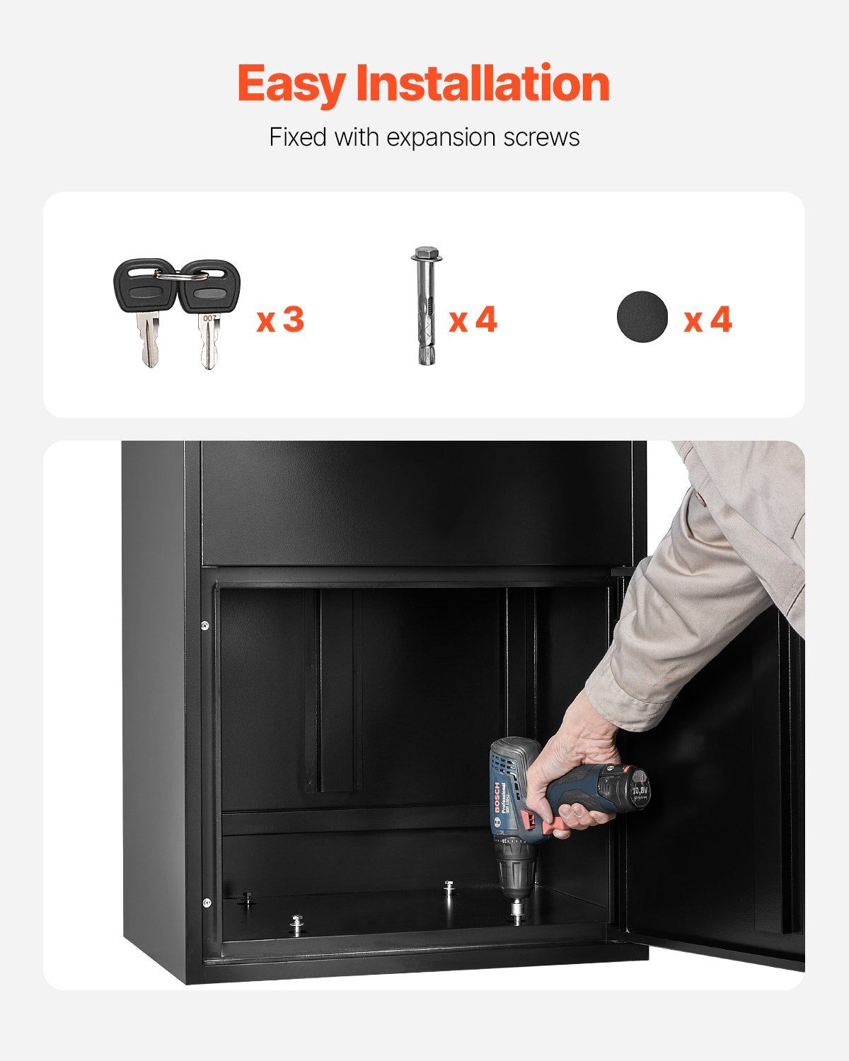 VEVOR Package Delivery Boxes for Outside 47.2 in Lockable Parcel Drop Box 