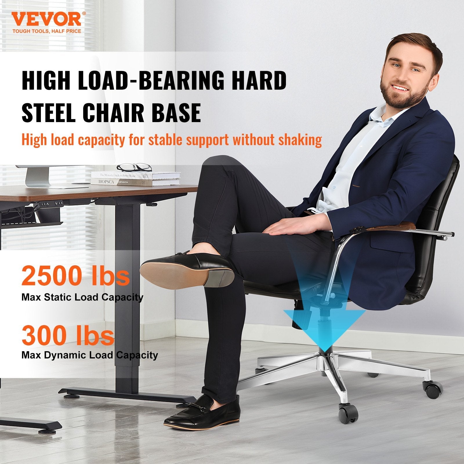 VEVOR Office Chair Base Replacement 28" Heavy Duty Metal Stool Base 2500 lbs 