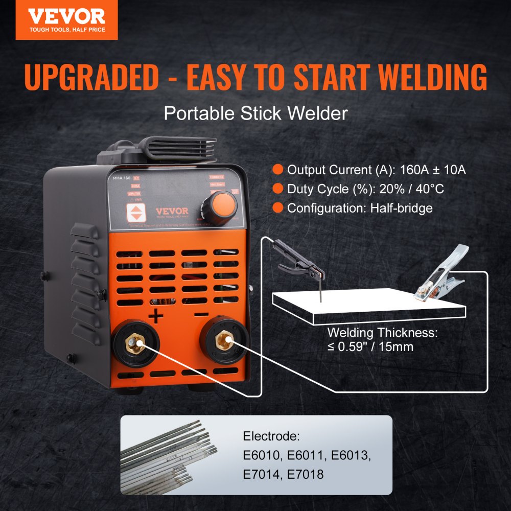 VEVOR ARC Stick Welder 110V/220V 120A 2-in-1 Lift TIG Welding Machine Hot Start 