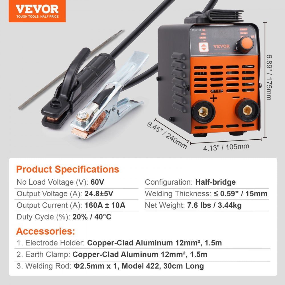 VEVOR ARC Stick Welder 110V/220V 120A 2-in-1 Lift TIG Welding Machine Hot Start 