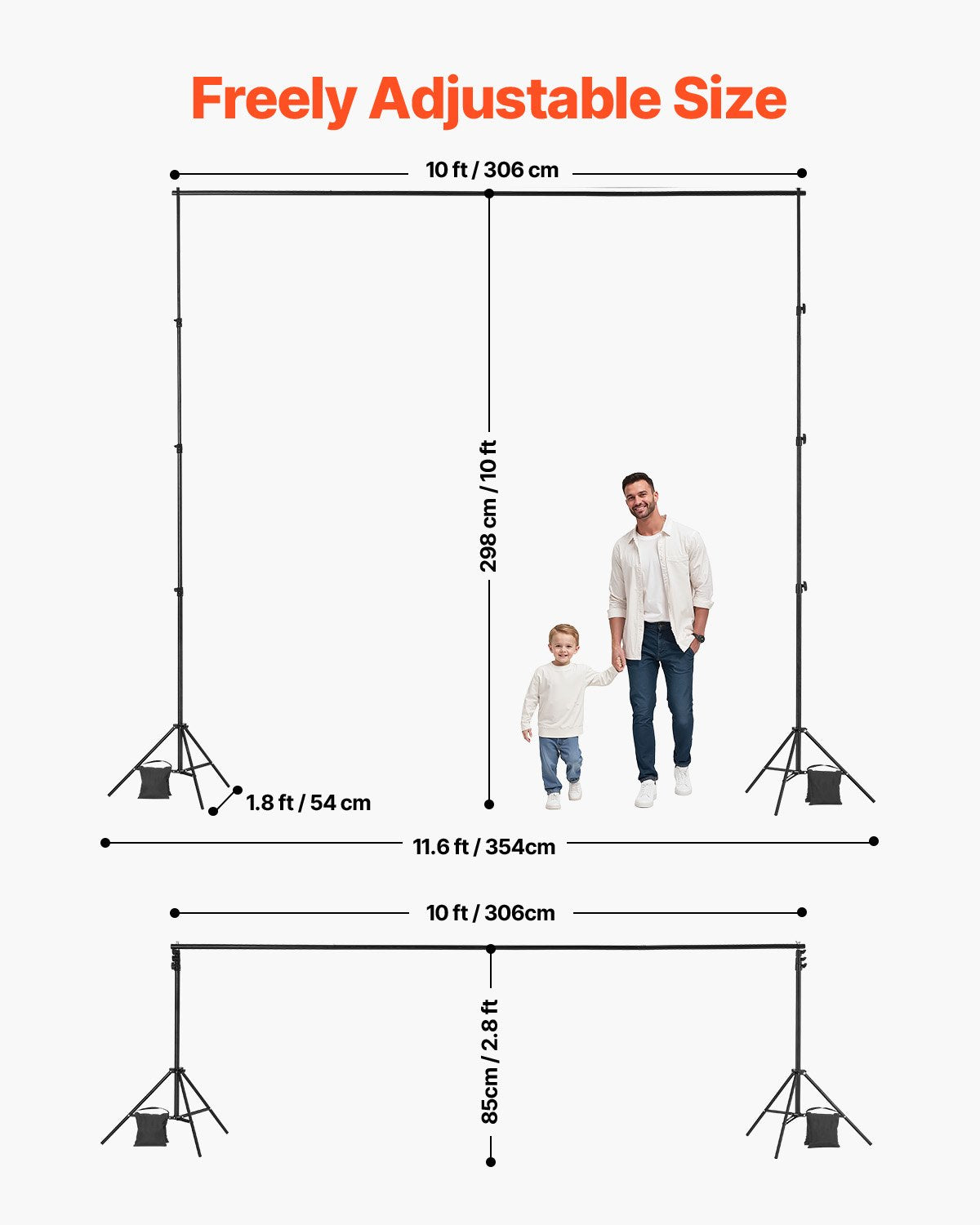 VEVOR Backdrop Stand Background Stand Kit 10 x 10 ft for Party & Photo Studio 