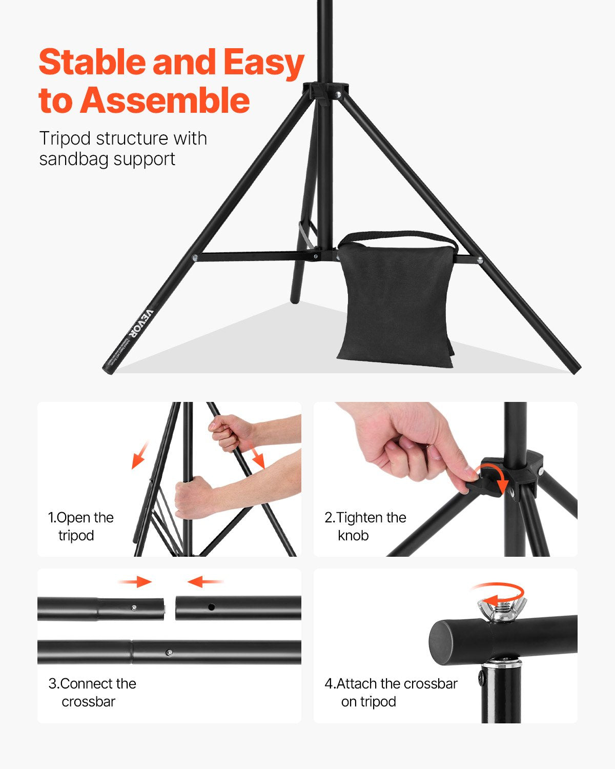 VEVOR Backdrop Stand Background Stand Kit 10 x 10 ft for Party & Photo Studio 