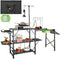 VEVOR Camping Kitchen Table, One-piece Folding Portable Cook Station with A Carrying Bag, Long Aluminum Camping Table 3 Side Tables, 2 Shelves & A Detachable Sink for Outdoor Picnics, BBQs, Camping