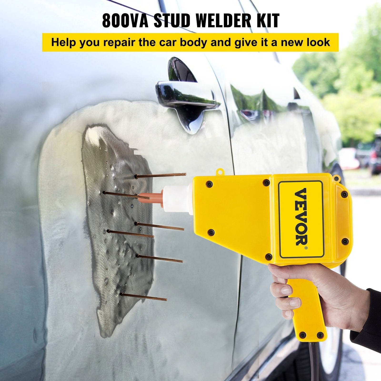 VEVOR Complete Electric Stud Welder Gun Body Dent Repair Kit w/ Puller Hammer 