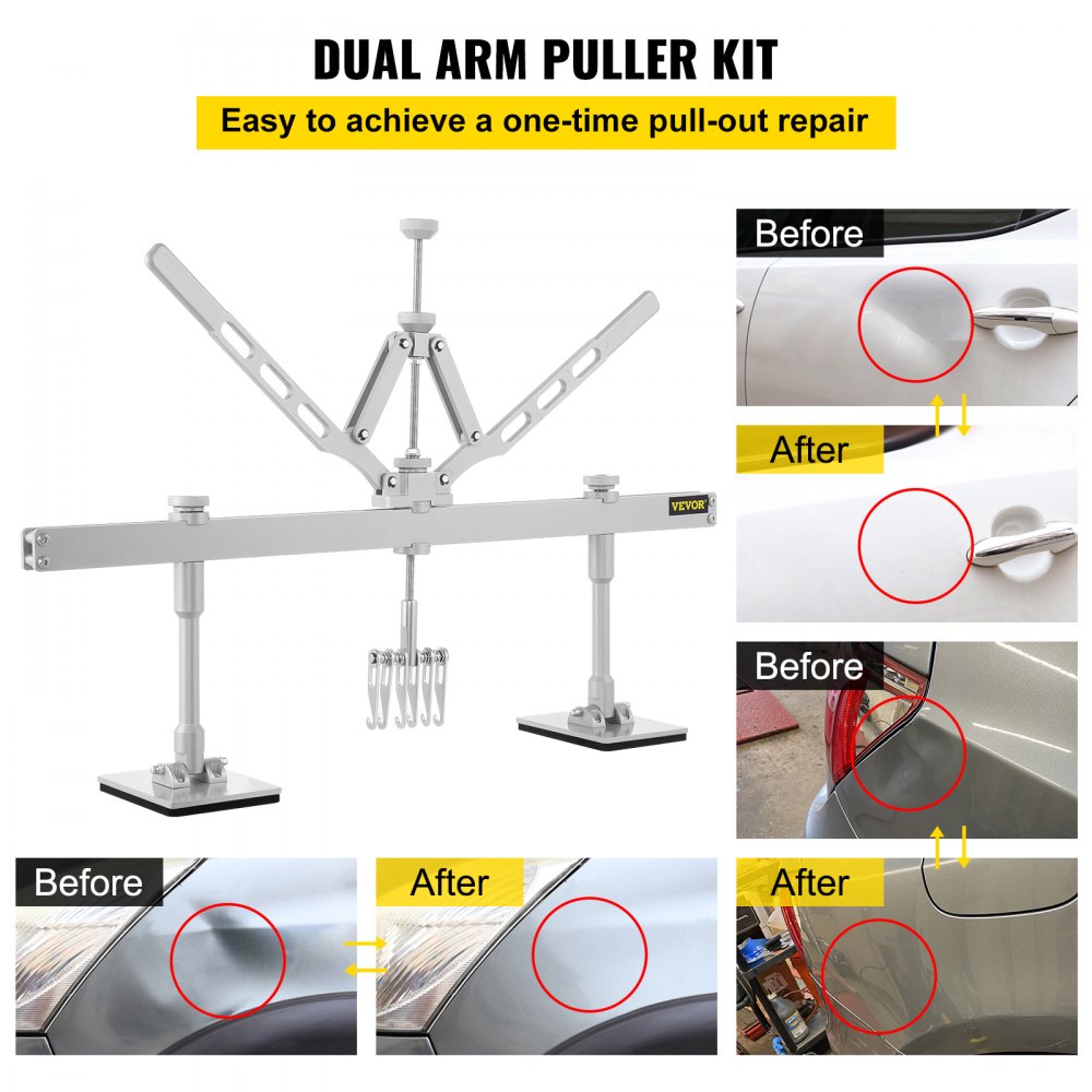 VEVOR Dent Pull Lever Bar Kit Fit for Aluminum and Steel Dent Pulling with 6 Claw Hook 75cm Dent Remover Bar for Auto Body Dent Repair 