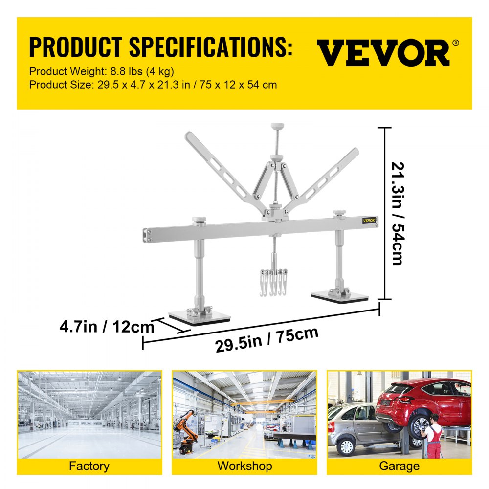 VEVOR Dent Pull Lever Bar Kit Fit for Aluminum and Steel Dent Pulling with 6 Claw Hook 75cm Dent Remover Bar for Auto Body Dent Repair 