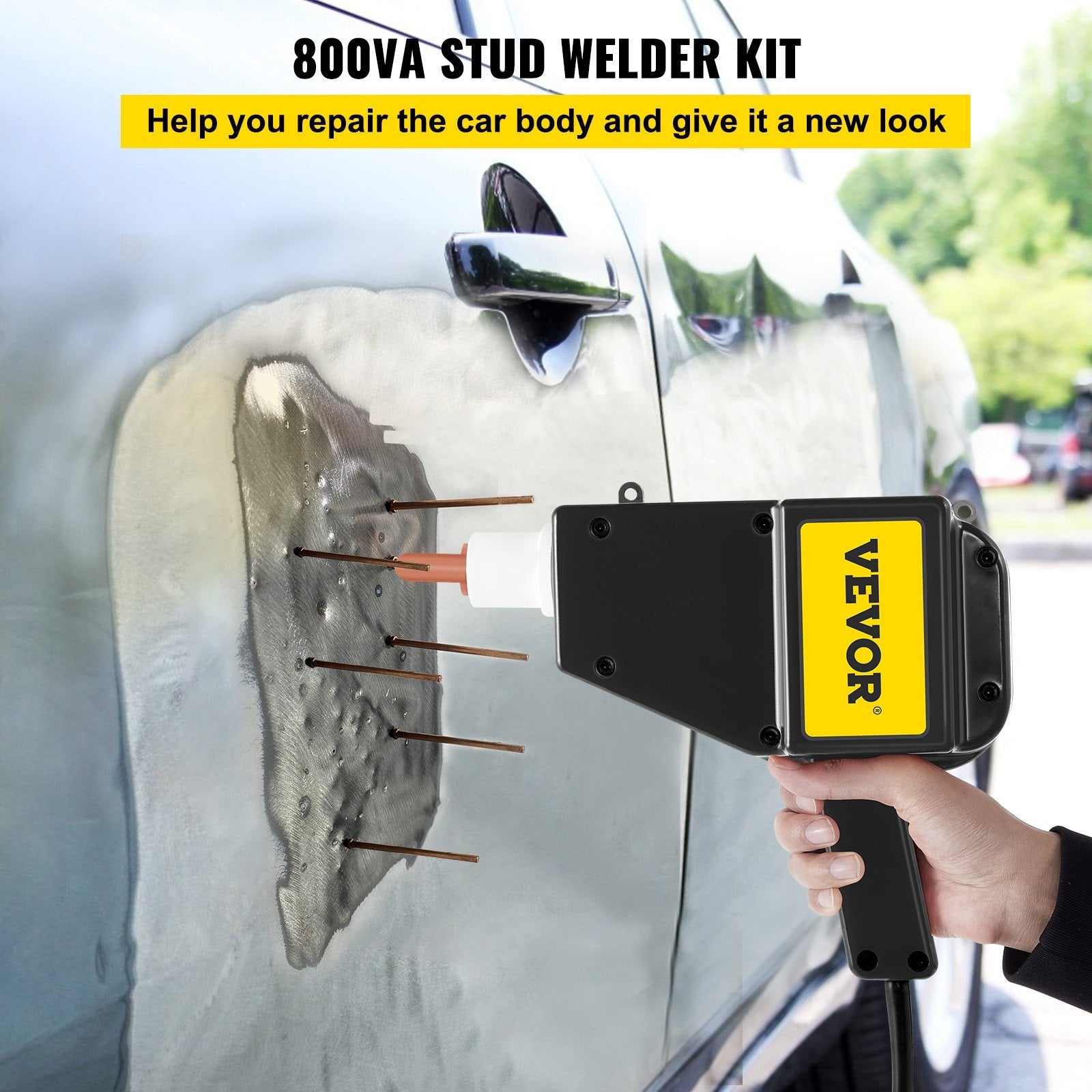Spot Welder Auto Body Stud Welder 110V With Slide Hammer Stud Welder Starter Kit Repair 800VA +1000 Nails 