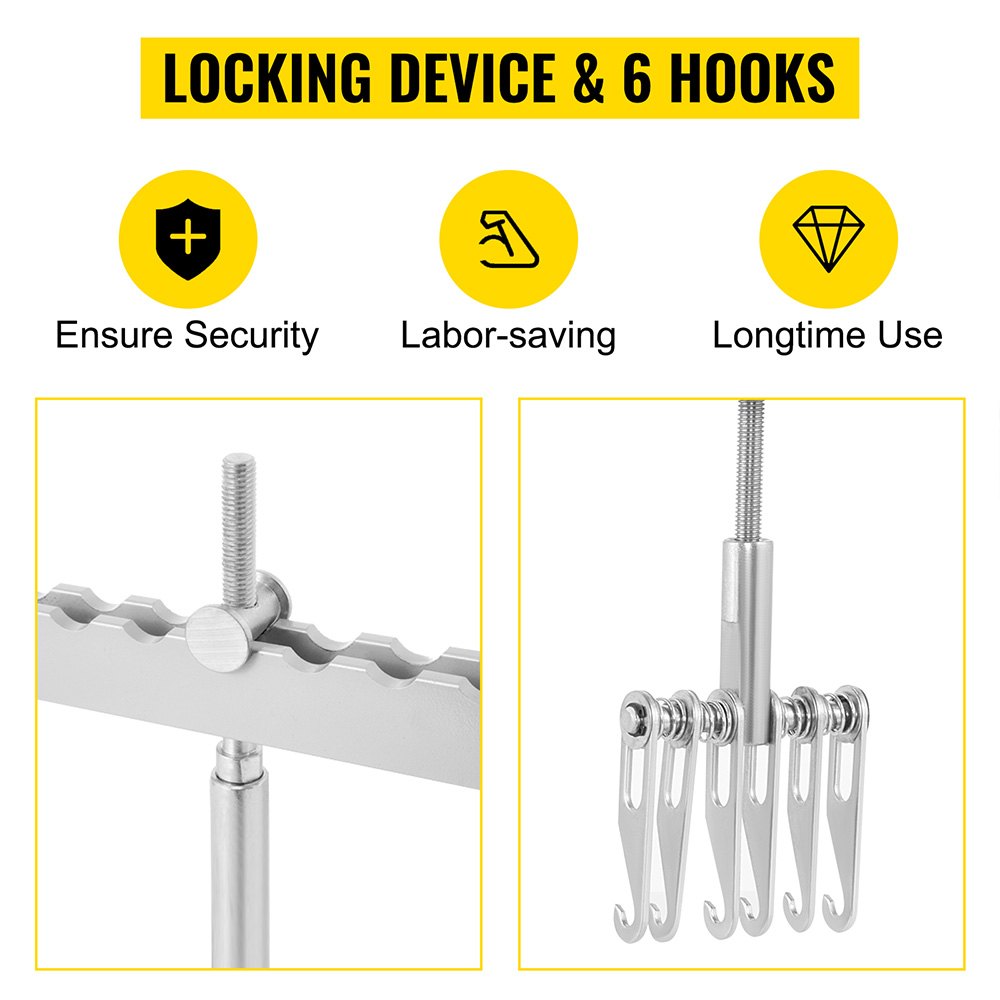 VEVOR Dent Pull Lever Bar 6 Claw Hook Dent Puller Single Leg Lifter Portable Dent Pull Bar Aluminum Alloy for Car Dent Repairing 