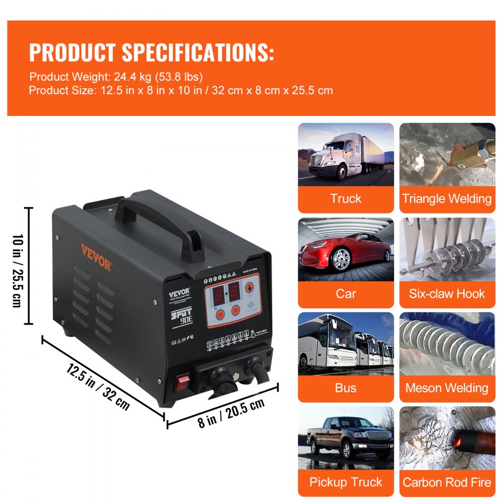 VEVOR Stud Welder Dent Repair Kit, 3000W 110V, Spot Welder Dent Puller, 7 Models Spot Welding Machine for Car Body Dent Repair 