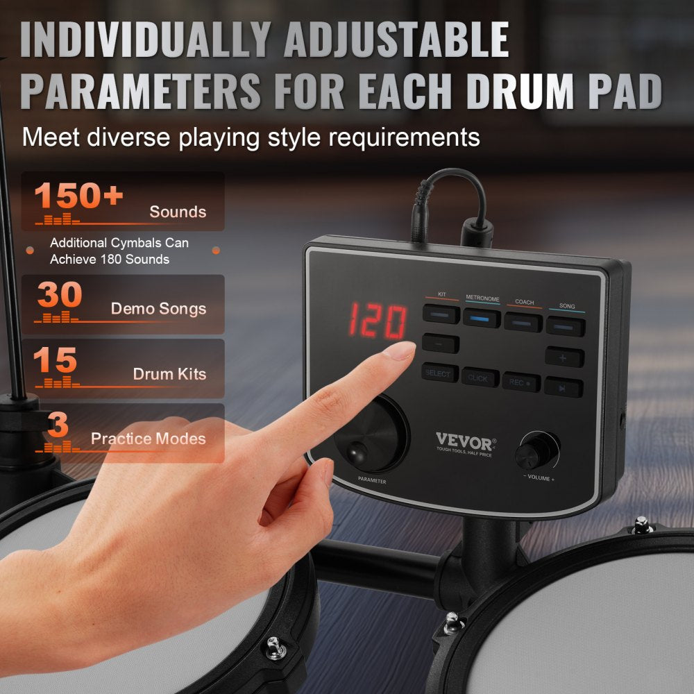 VEVOR Electric Drum Set Electronic Drum Kit 150 Sounds for Beginners & Adults 