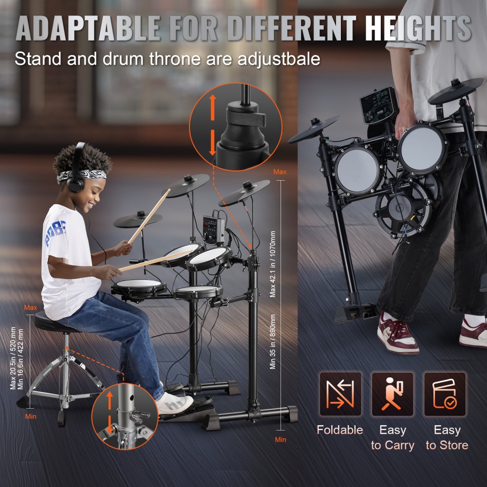 VEVOR Electric Drum Set Electronic Drum Kit 150 Sounds for Beginners & Adults 