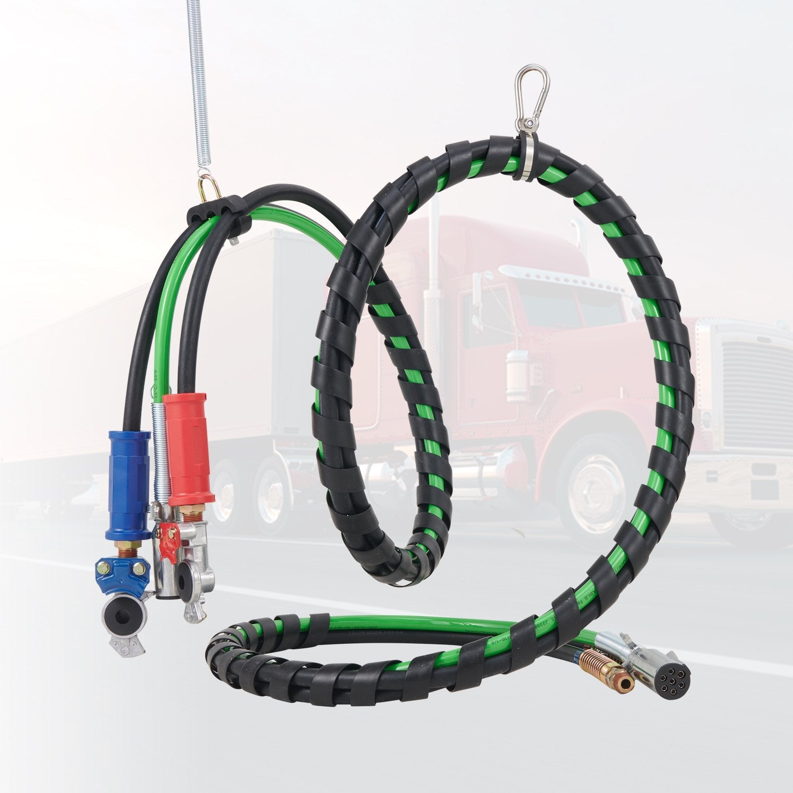 VEVOR 15FT Semi Truck Air Lines Kit with 2PCS Glad Hands, 3-in-1 Air Hoses & 7 Way ABS Electric Power Line, with 2PCS Gladhand Handles, 4PCS Seals and Tender Spring Kit for Semi Truck Trailer Tractor 