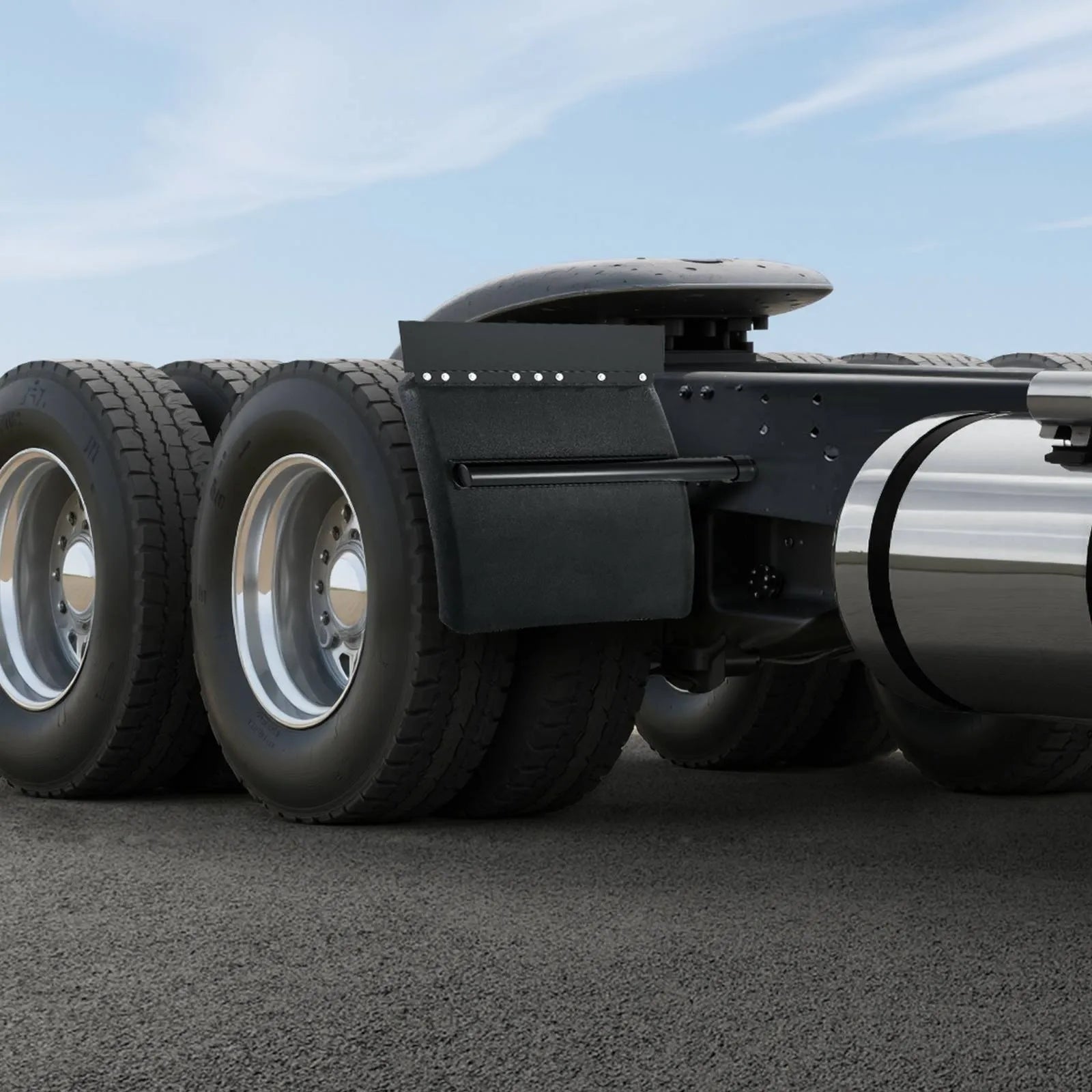 24" x 24" Semi Truck Quarter Fender Set with Tube Brackets & Mounting Hardware, Black (Pair)  Collection