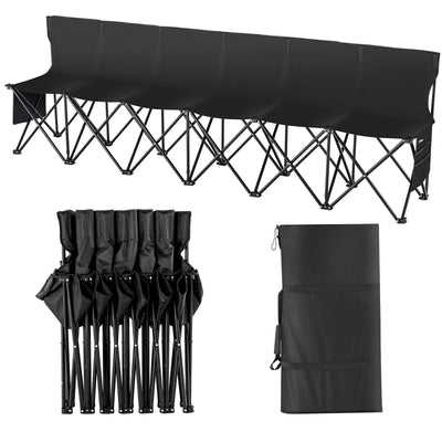 VEVOR 6 Seat Portable Folding Sport Bench Outdoor Camping Chair with Carry Bag 