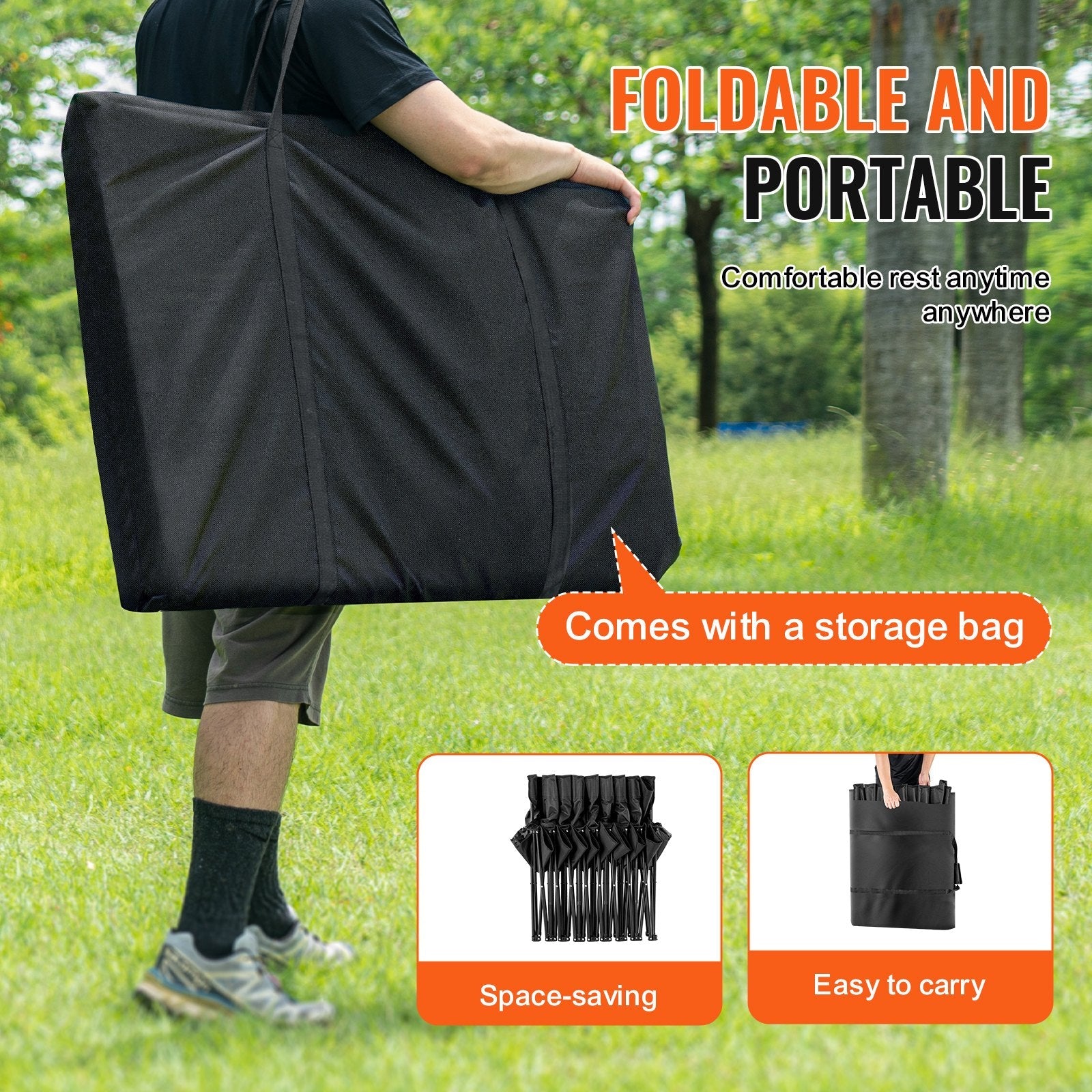 VEVOR 8 Seat Portable Folding Sport Bench Outdoor Camping Chair with Carry Bag 