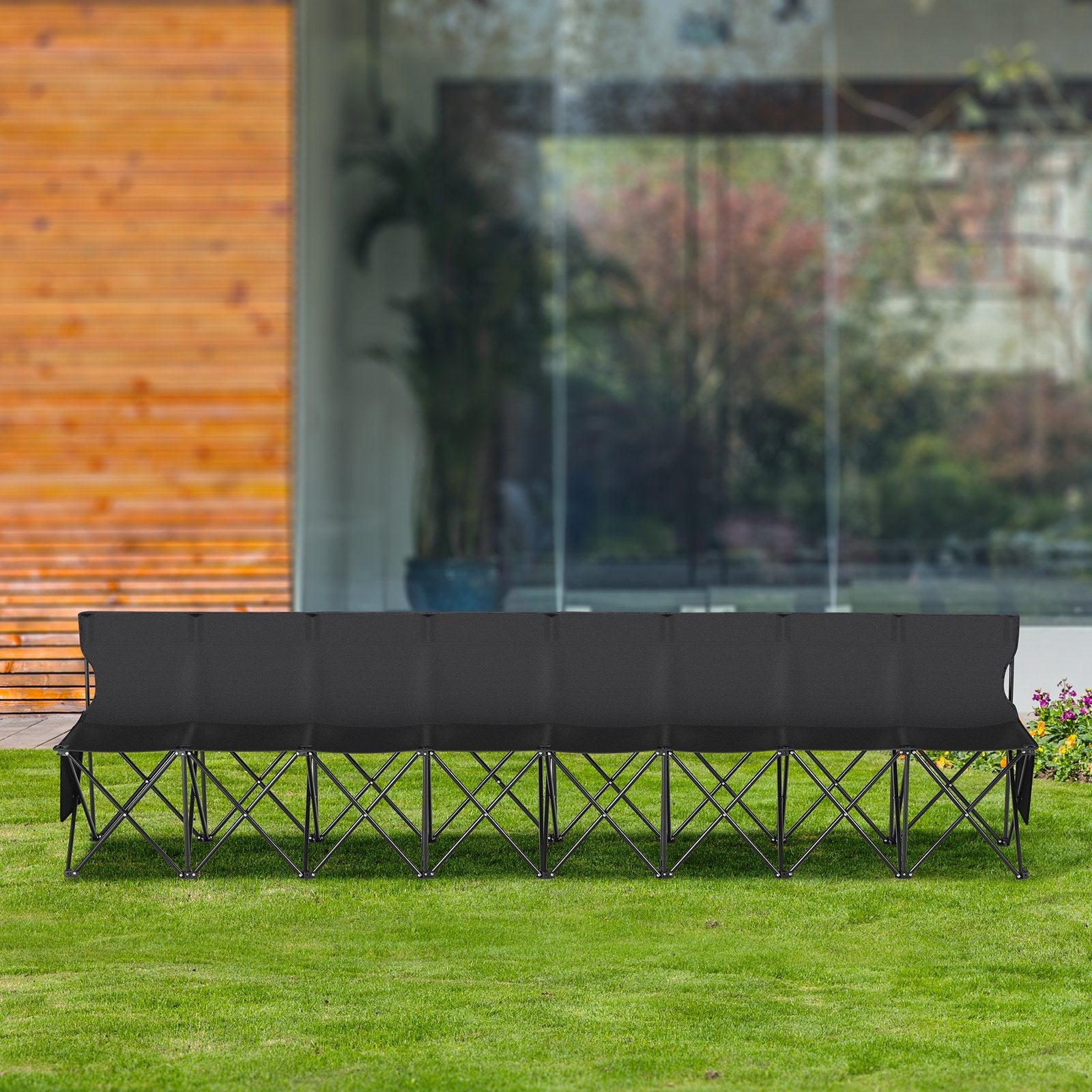 VEVOR 8 Seat Portable Folding Sport Bench Outdoor Camping Chair with Carry Bag 