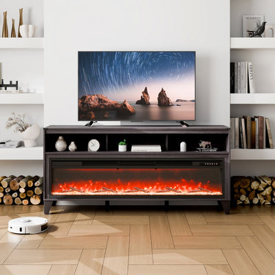 VEVOR 80" Fireplace TV Stand with 20 Flame Clolors Remote Control & Timer Black 
