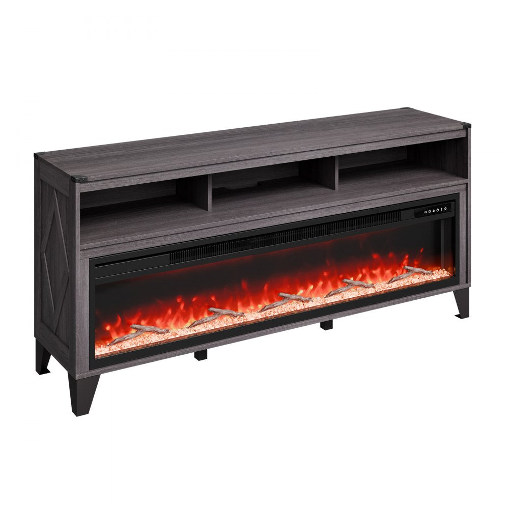 VEVOR 80" Fireplace TV Stand with 20 Flame Clolors Remote Control & Timer Black 