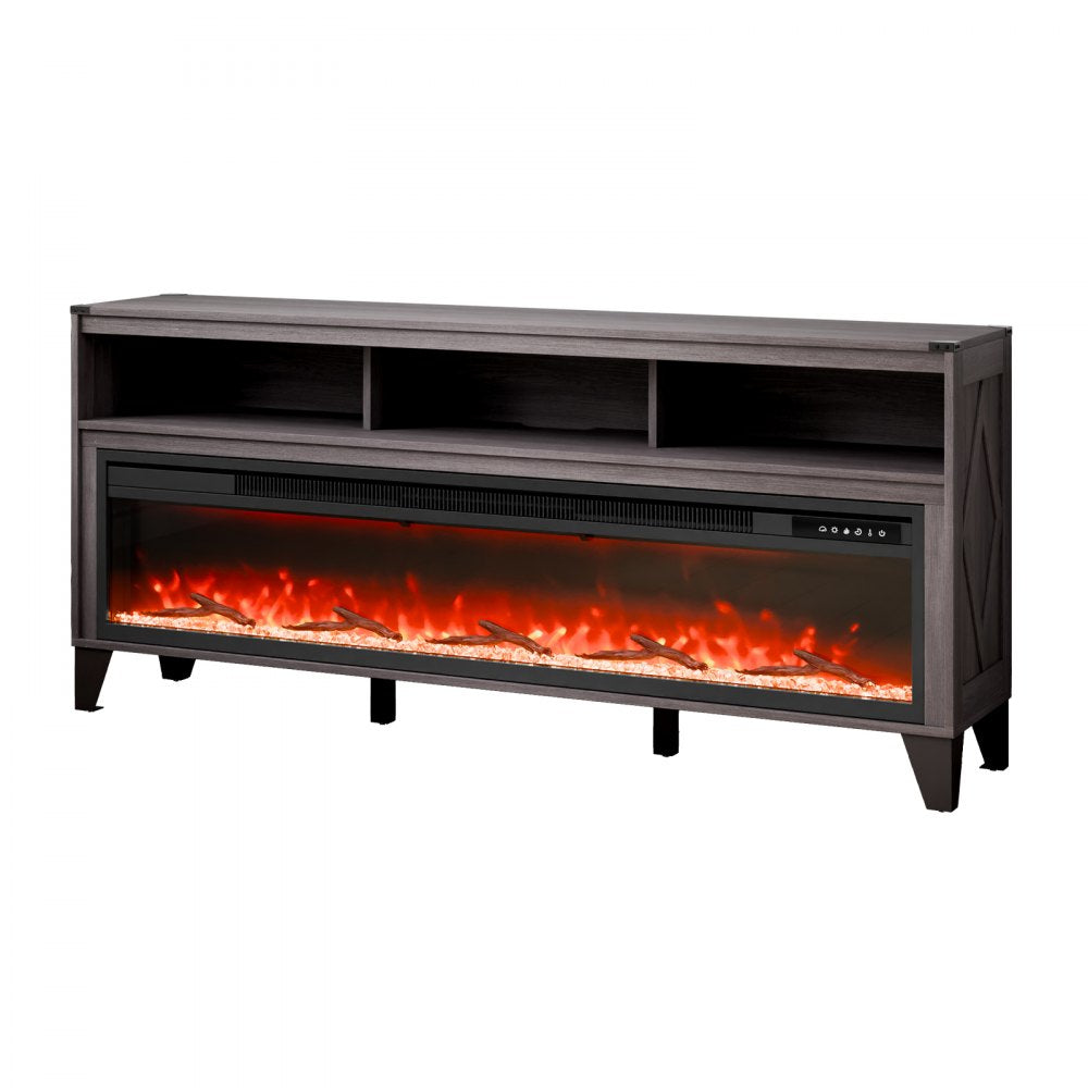 VEVOR 80" Fireplace TV Stand with 20 Flame Clolors Remote Control & Timer Black 