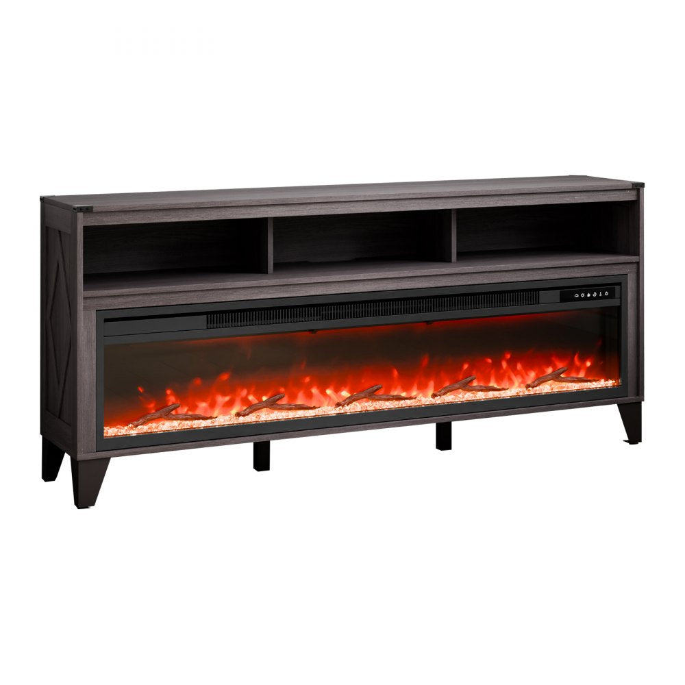 VEVOR 80" Fireplace TV Stand with 20 Flame Clolors Remote Control & Timer Black 