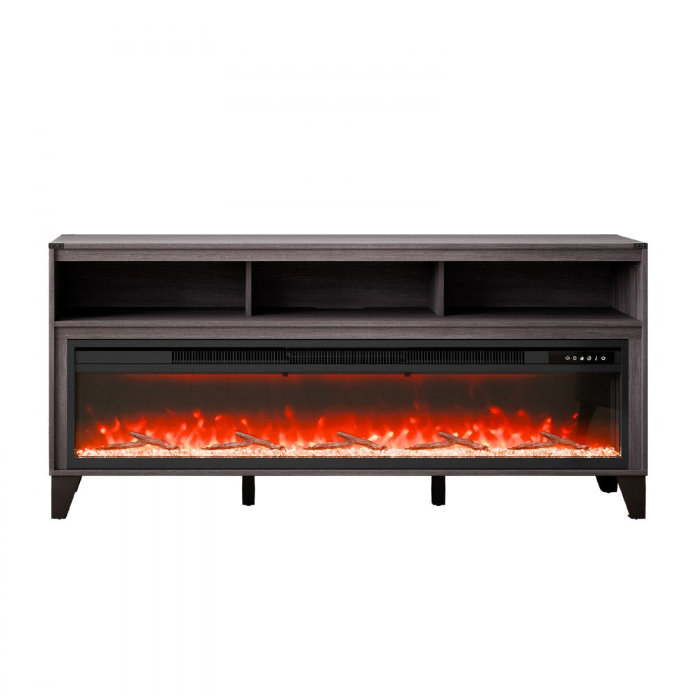VEVOR 80" Fireplace TV Stand with 20 Flame Clolors Remote Control & Timer Black 