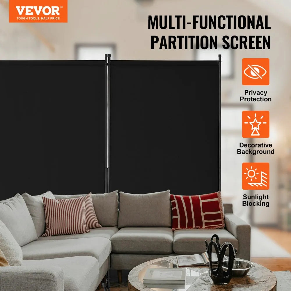 VEVOR Room Divider 4 Panels Fabric Privacy Screen for Office Bedroom Black