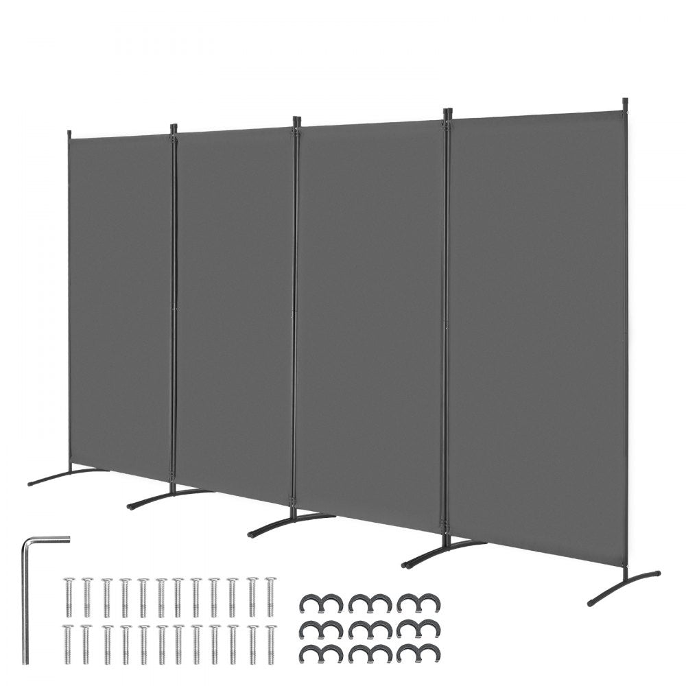 VEVOR Room Divider 4 Panels Fabric Room Privacy Screen for Office Bedroom Grey 