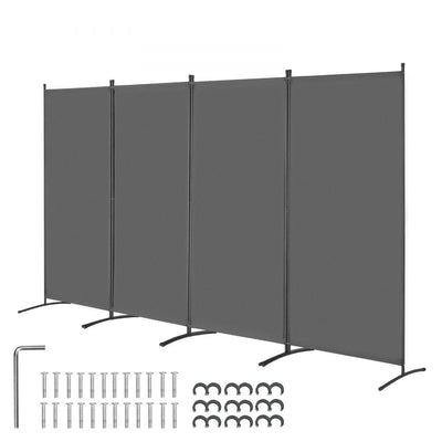 VEVOR Room Divider 4 Panels Fabric Room Privacy Screen for Office Bedroom Grey 