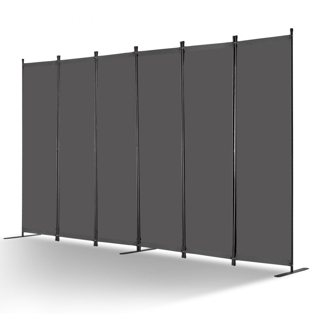 VEVOR Room Divider 6 Panels Fabric Room Privacy Screen for Office Bedroom Grey 