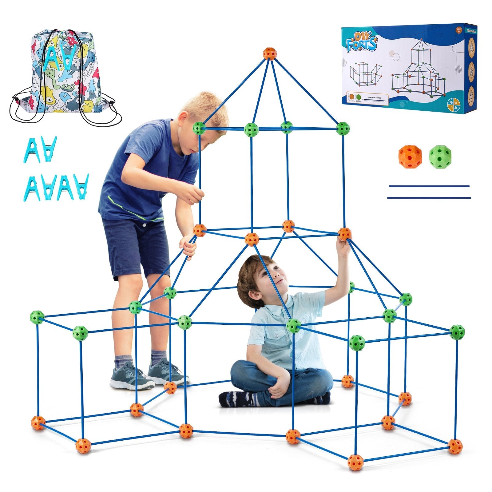 VEVOR Tent Fort Building Kit for Kids STEM Construction Toy Set Castle 120PCS 
