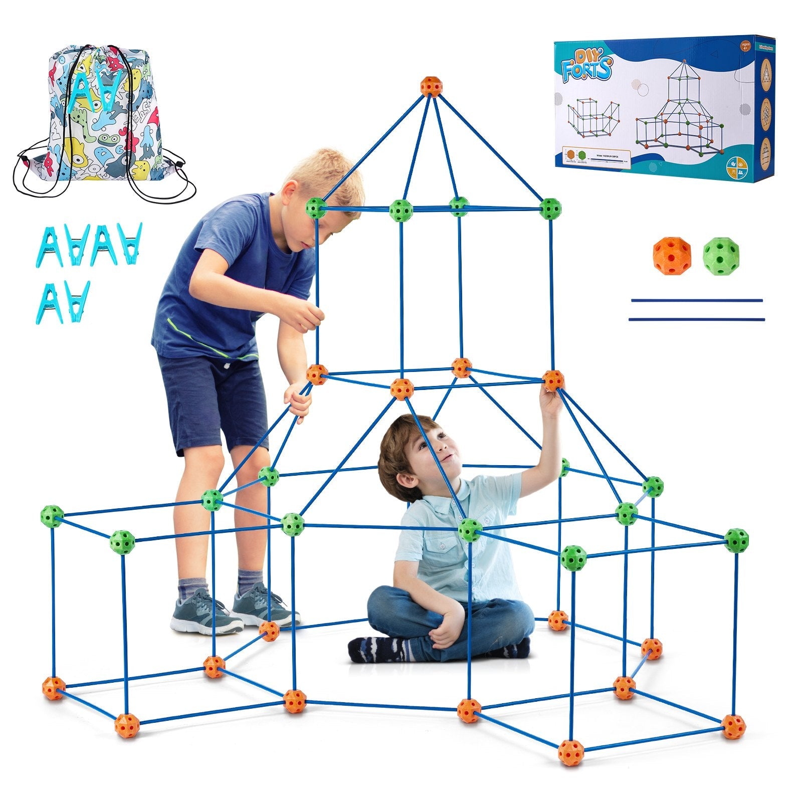 VEVOR Tent Fort Building Kit for Kids STEM Construction Toy Set Castle 120PCS 