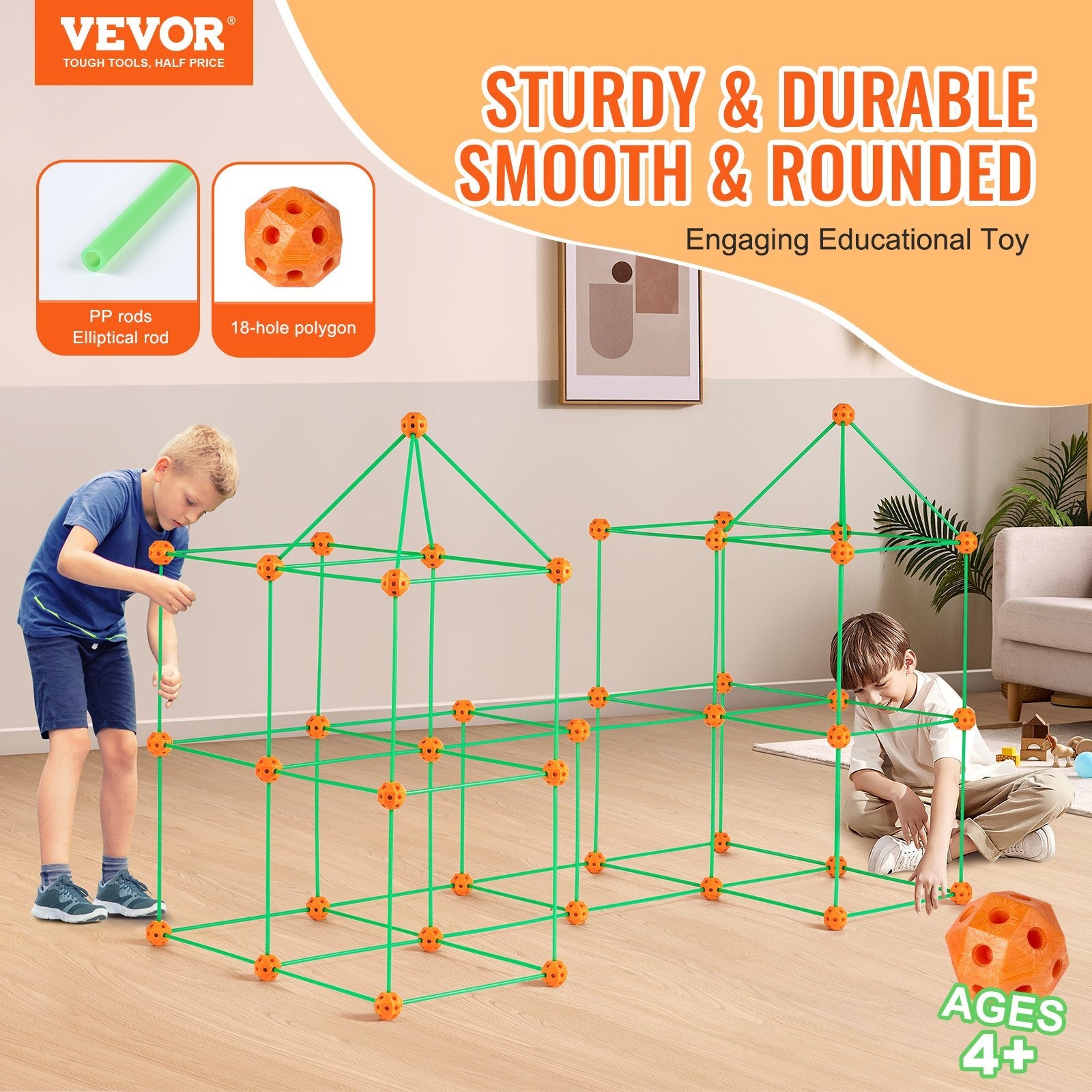 VEVOR Tent Fort Building Kit for Kid Glow In The Dark STEM Construction Toy 140P 