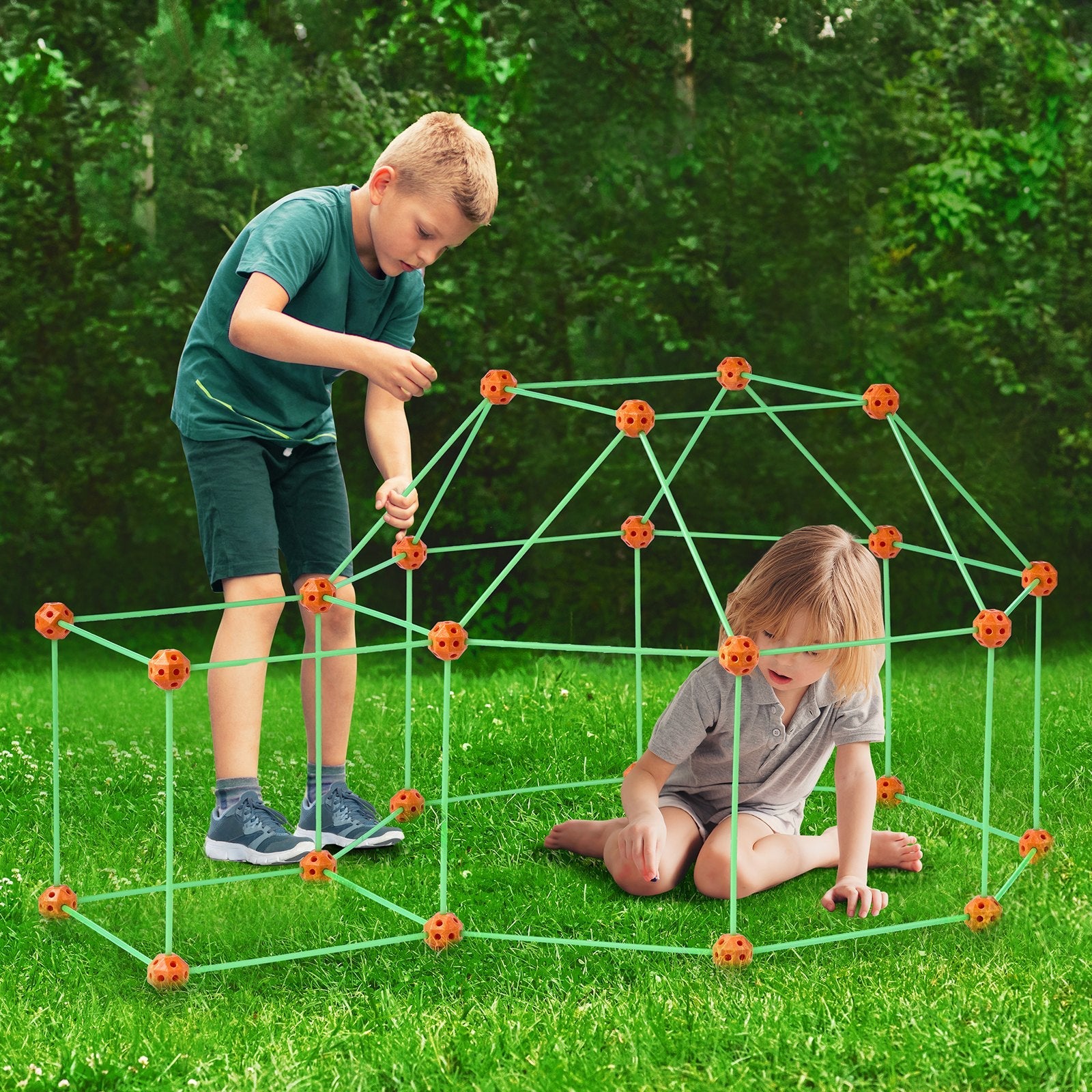 VEVOR Tent Fort Building Kit for Kid Glow In The Dark STEM Construction Toy 140P 