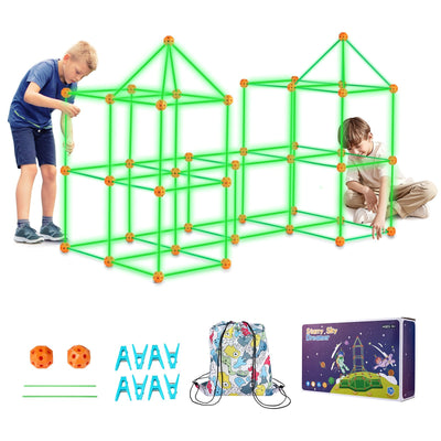 VEVOR Tent Fort Building Kit for Kid Glow In The Dark STEM Construction Toy 140P 