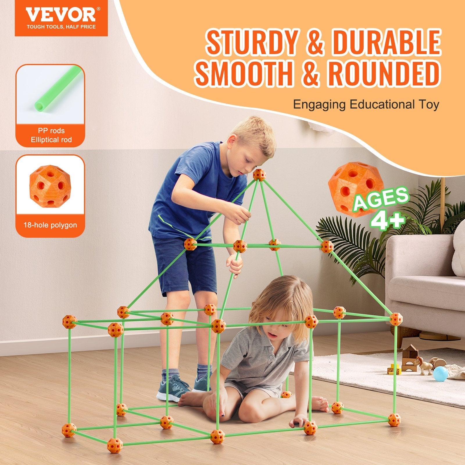 VEVOR Tent Fort Building Kit for Kids Glow In The Dark STEM Construction Toy 85P 