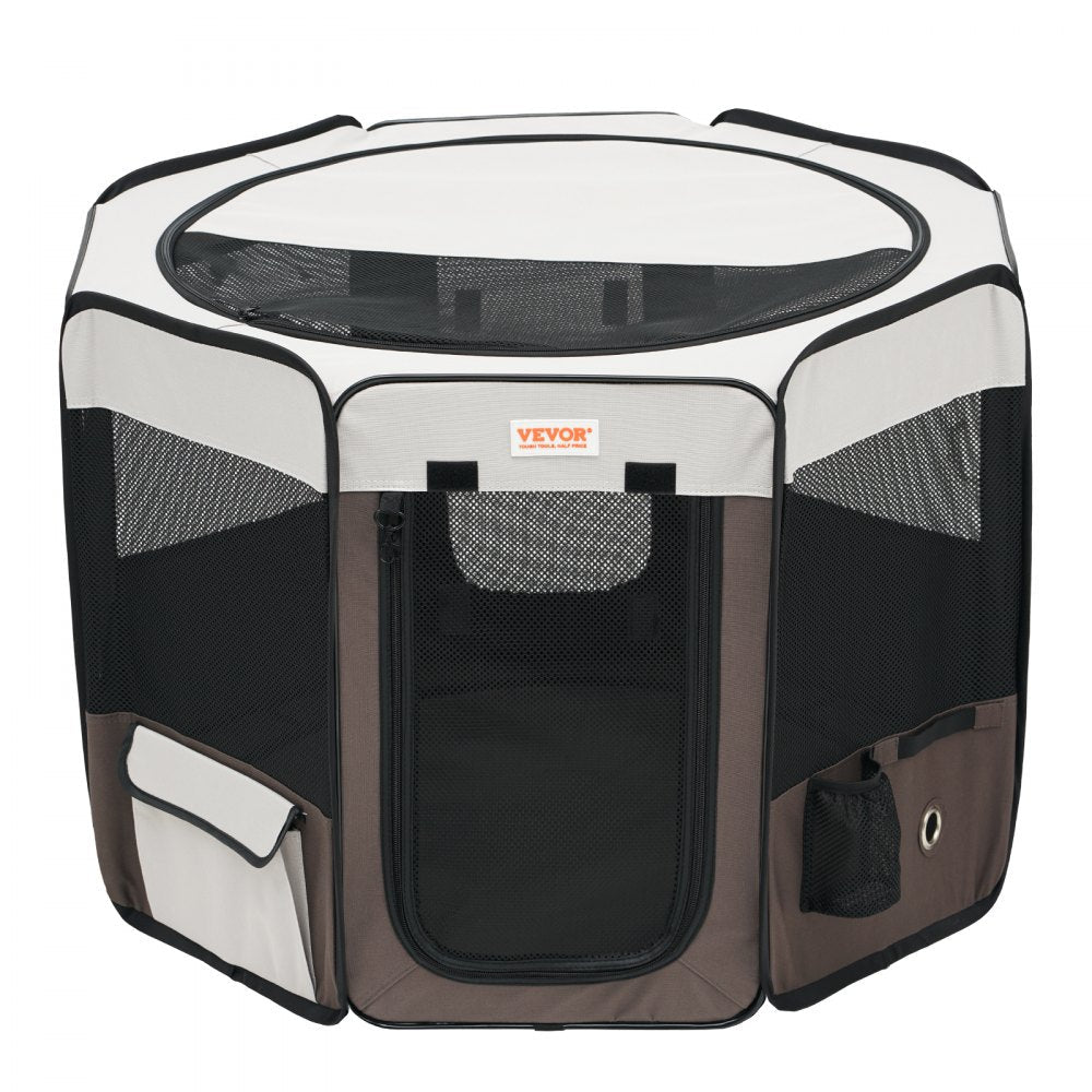 VEVOR Foldable Pet Playpen, 36 inch Portable Dog Playpen, Crate Kennel for Puppy, Dog, Cat, Premium Waterproof 600D Oxford Cloth, Removable Zipper, for Indoor Outdoor Travel Camping Use (Octagon, M) 