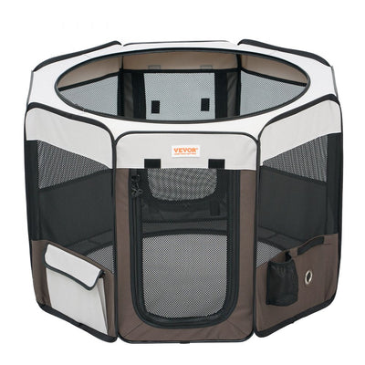 VEVOR Foldable Pet Playpen, 36 inch Portable Dog Playpen, Crate Kennel for Puppy, Dog, Cat, Premium Waterproof 600D Oxford Cloth, Removable Zipper, for Indoor Outdoor Travel Camping Use (Octagon, M) 
