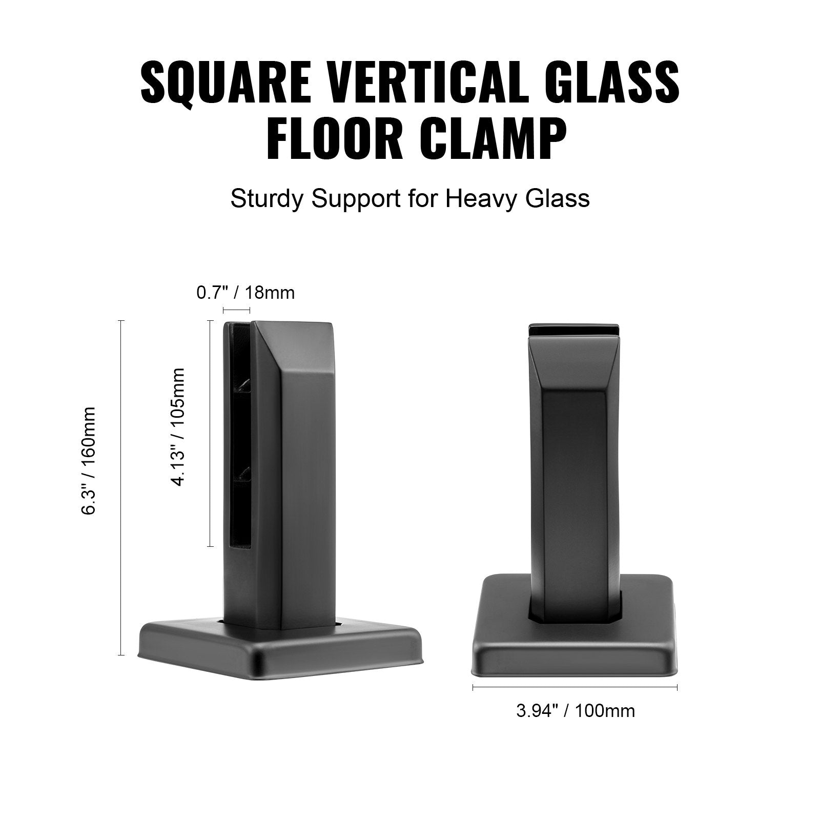 VEVOR Glass Clamp, 10 PCS Square Glass Railing Bracket for 0.31 "-0.47 " Tempered Glass, 304 Stainless Steel Glass Mounting Clamp, 0.12” Thick Glass Shelf Bracket for Balcony, Garden, Deck, Stair 