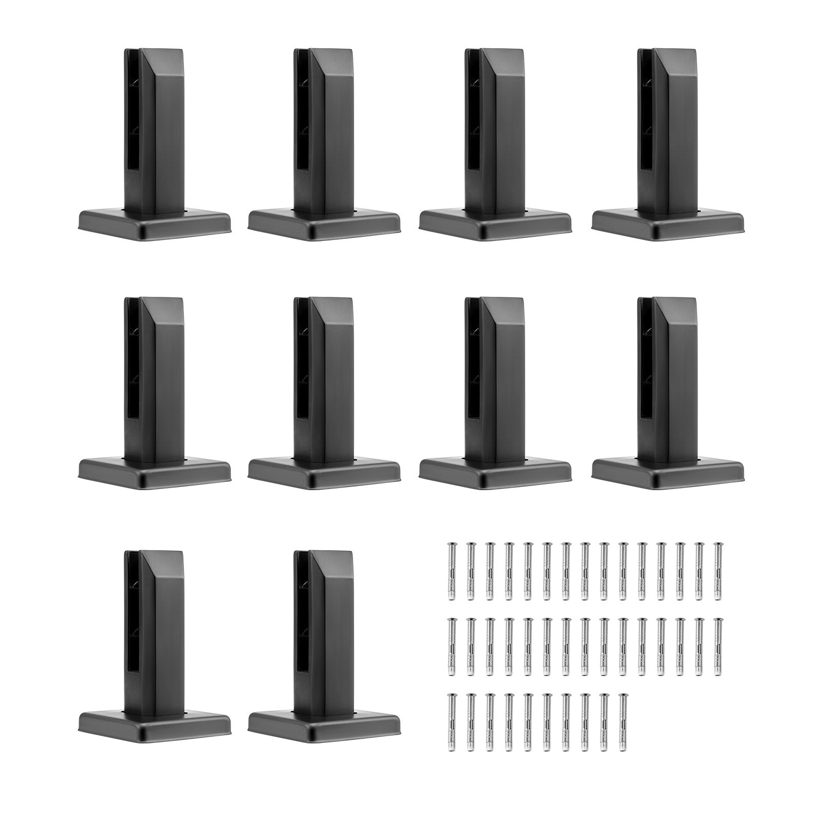 VEVOR Glass Clamp, 10 PCS Square Glass Railing Bracket for 0.31 "-0.47 " Tempered Glass, 304 Stainless Steel Glass Mounting Clamp, 0.12” Thick Glass Shelf Bracket for Balcony, Garden, Deck, Stair 