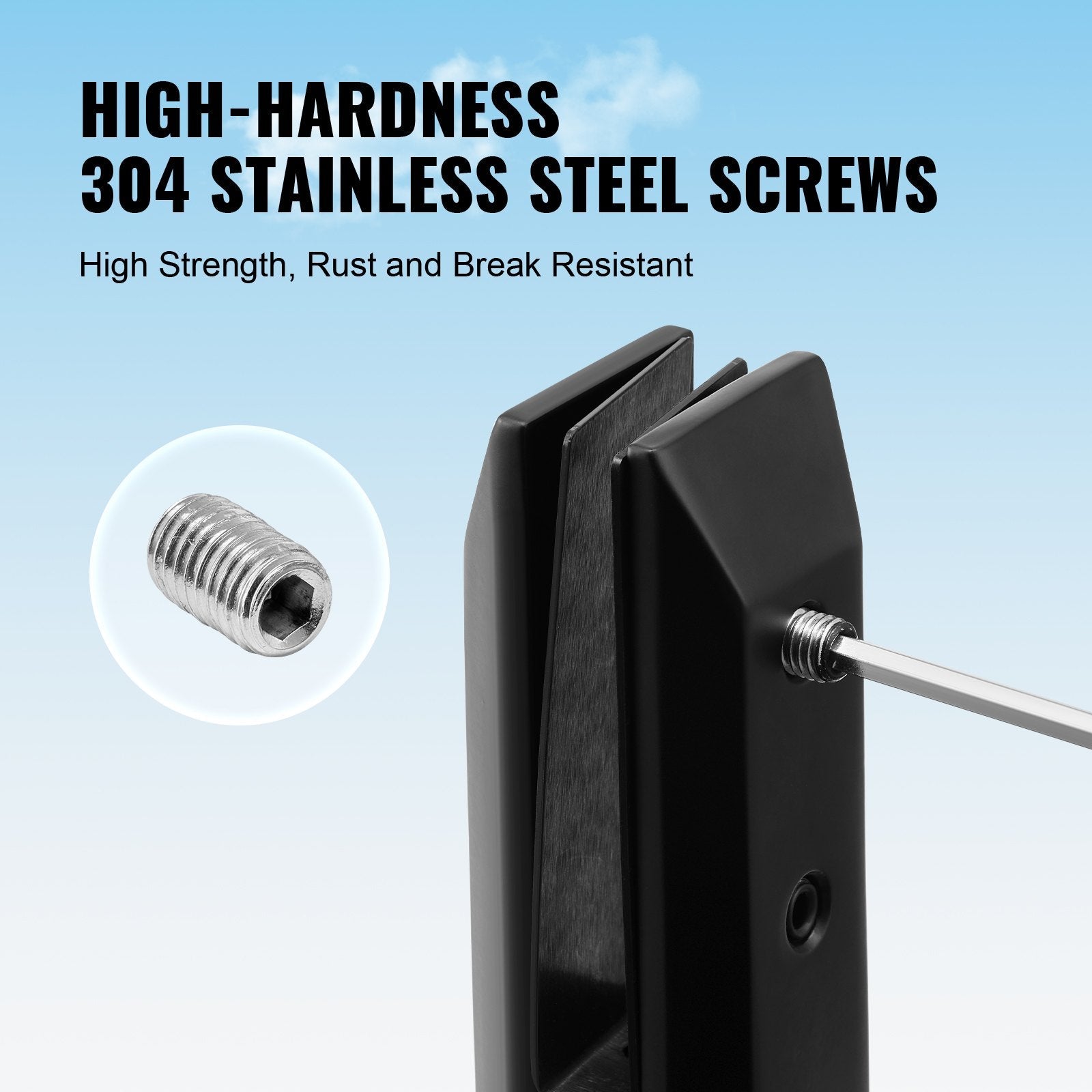 VEVOR Glass Clamp, 4 PCS Square Glass Railing Bracket for 0.31 "-0.47 " Tempered Glass, 304 Stainless Steel Glass Mounting Clamp, 0.12” Thick Glass Shelf Bracket for Balcony, Garden, Deck, Stair 