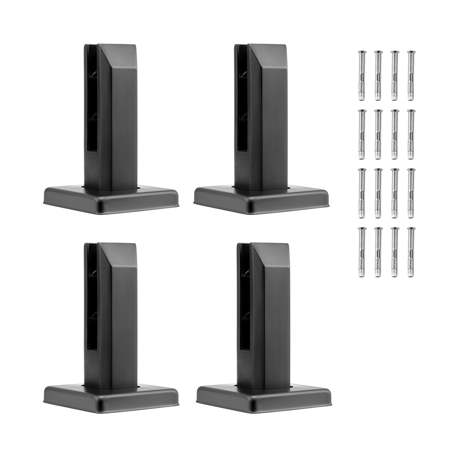 VEVOR Glass Clamp, 4 PCS Square Glass Railing Bracket for 0.31 "-0.47 " Tempered Glass, 304 Stainless Steel Glass Mounting Clamp, 0.12” Thick Glass Shelf Bracket for Balcony, Garden, Deck, Stair 